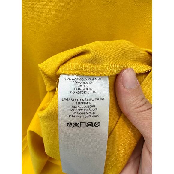 ANTHROPOLOGIE | Flat White Yellow Puff Sleeve Ruffle Textured Top | Size Small - Picture 8 of 8